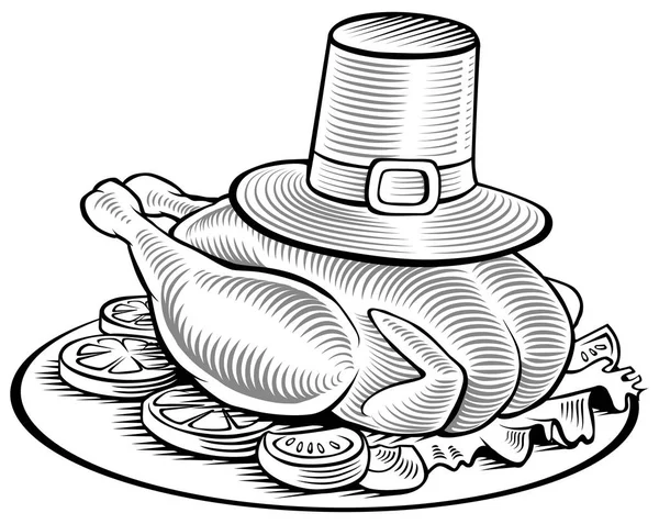 Hand tekenen thanksgiving kalkoen — Stockvector