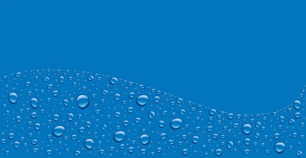 Fondo azul con muchas gotas de agua y lugar para el texto — Vector de stock