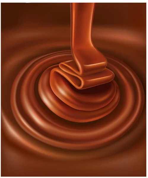 Chocolate background swirl and flowing chocolate — Stock Vector