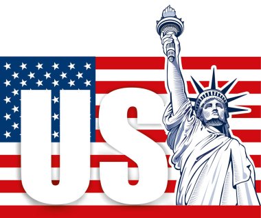 Özgürlük heykeli, Nyc, ABD sembolü, ABD bayrağı