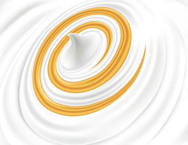 Frischmilch-Sahne-Joghurt mit goldenem Wirbel — Stockvektor