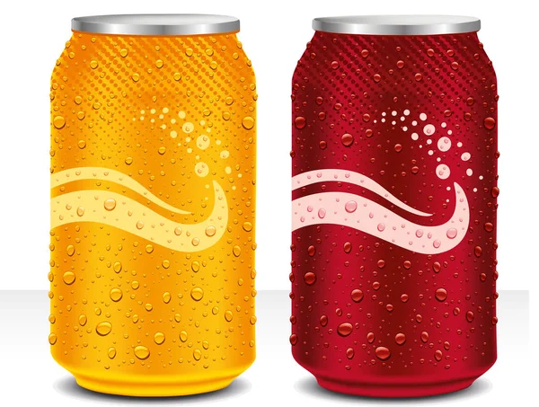 Design-Vorlage kann Cola, Saftgetränk mit vielen Wassertropfen — Stockvektor