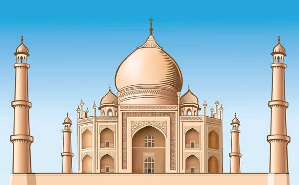 유명한 장소-Taj Mahal, 인도, 벡터 일러스트 레이 션 — 스톡 벡터