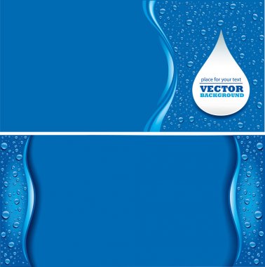 water drops on blue background with place for text clipart