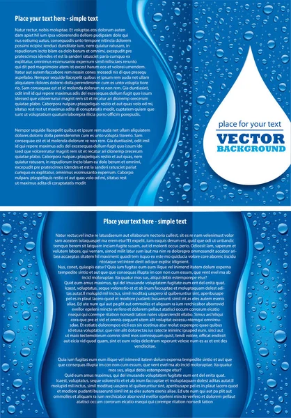 Шаблон брошюры с большим количеством капель воды на синем фоне — стоковый вектор
