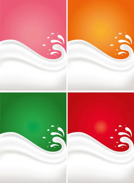 Különböző színű háttérrel a tej splash — Stock Vector