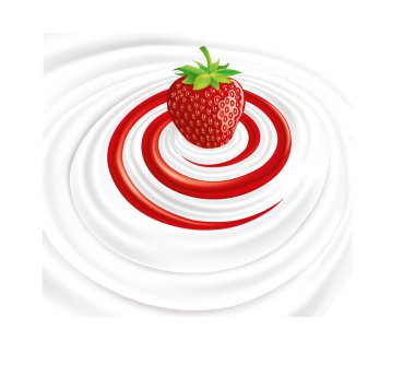 Süt girdap tatlı taze çilek ile