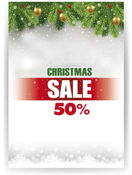 Πανό "πώληση" Χριστούγεννα με παραδοσιακή διακόσμηση — Διανυσματικό Αρχείο