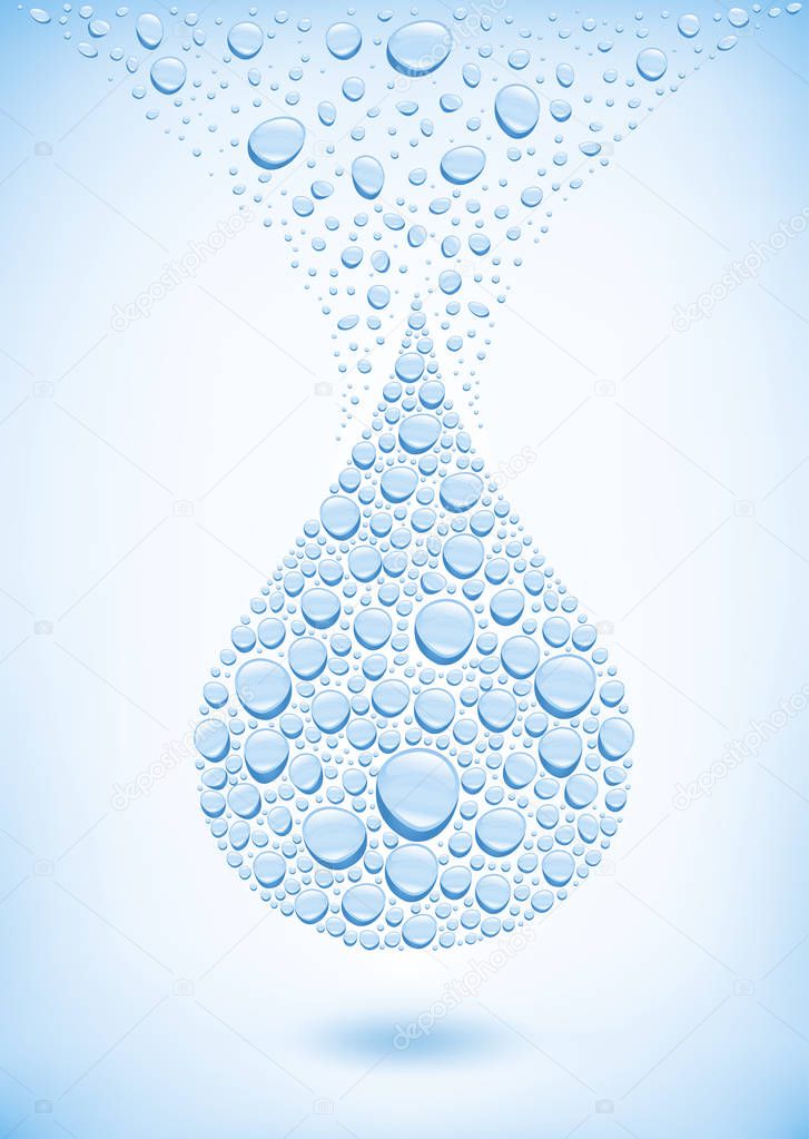 many water drops creating big drop
