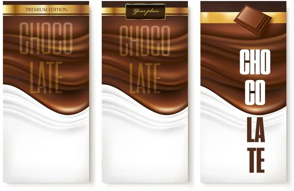 Embalagem Chocolate Luxo Com Fita Dourada — Vetor de Stock