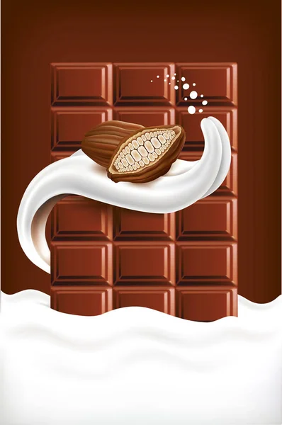 Língua Respingo Leite Com Cacau Chocolate Leite —  Vetores de Stock