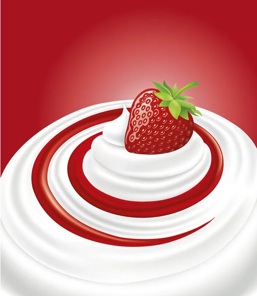 Milchwirbel Mit Frischen Erdbeeren — Stockvektor