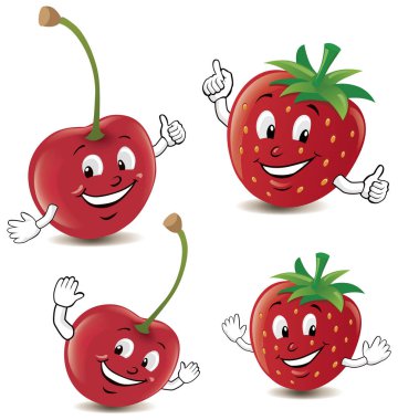 Komik karikatür çilek ve vişne Yaşasın vererek