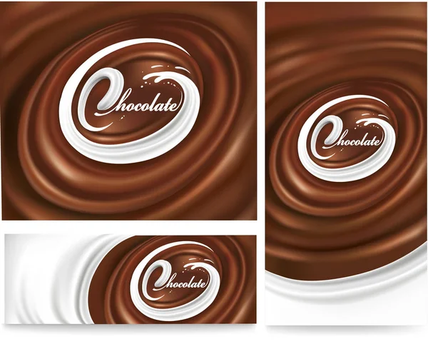 Leite Língua Respingo Chocolate Ondas Fundo — Vetor de Stock