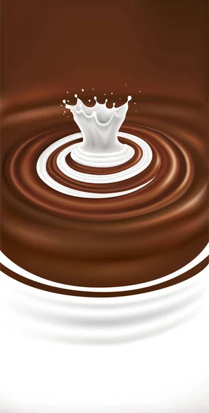 Melk Swirl Splash Chocolade Golven Achtergrond — Stockvector