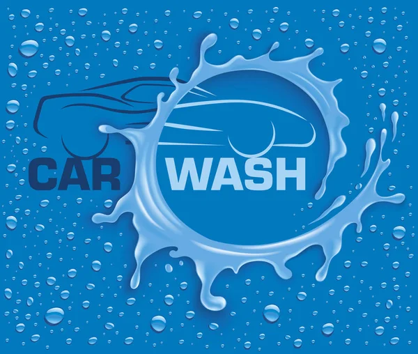 洗车概念与许多水滴 — 图库矢量图片