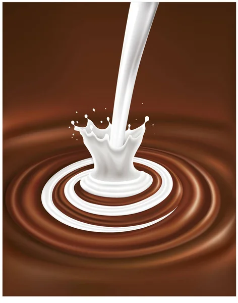 Éclaboussure Lait Sur Fond Chocolat — Image vectorielle