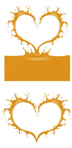 オレンジスプラッシュハート型 — ストックベクタ
