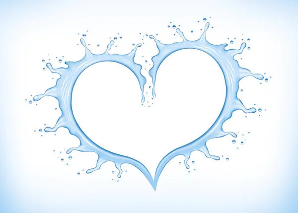Μπλε Νερό Splash Δημιουργώντας Σχήμα Καρδιάς — Διανυσματικό Αρχείο