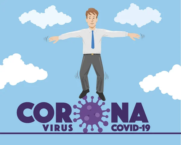 Zitternder Mann Der Auf Dem Virus Covid Coronavirus Konzept Steht — Stockvektor