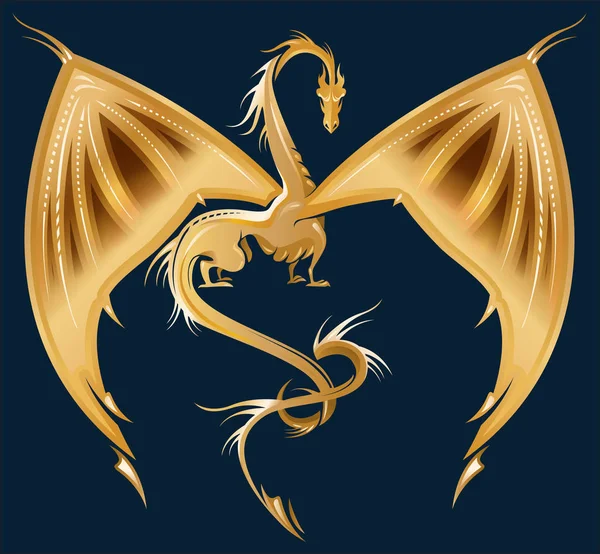 Immagine stilizzata di Golden Dragon — Vettoriale Stock
