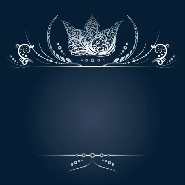 Vintage gümüş banner veya tebrik kartı royal crown, defne çelengi ve çiçek öğeleri
