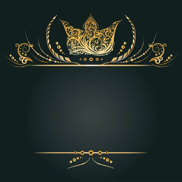 Vintage altın banner veya royal crown, defne çelengi ve çiçek öğesi ile tebrik kartı