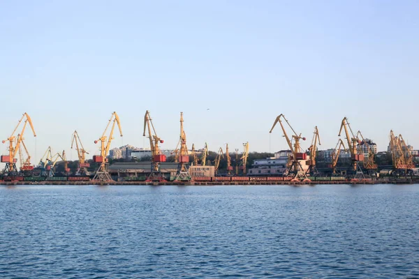 Panorama de las grúas portuarias, puerto marítimo — Foto de Stock