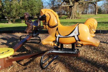 Atlıkarınca atlar bir parkta