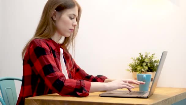 Uma Jovem Mulher Que Pode Ser Jovem Empreendedor Estudante Escritor — Vídeo de Stock