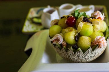 Kavun kase lezzetli taze kavun salata servis