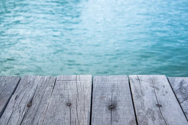 Laut dan papan kayu, latar belakang laut nd kayu — Stok Foto