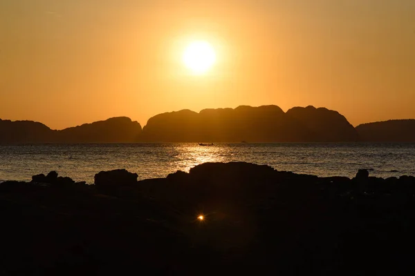 Barco Mar Atardecer — Foto de Stock