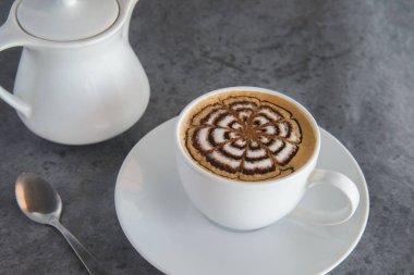 sıcak kahve macchiato ve metin için yer