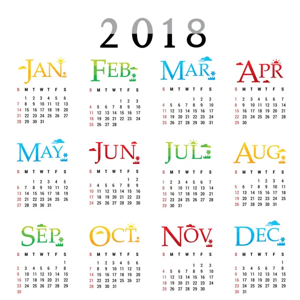 Kalendarz Planner szczęśliwego nowego roku 2018 życzeniami tekst typografia wektor — Wektor stockowy