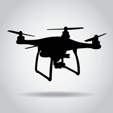 Drone siyah simge fotoğraf makinesi resim Video vektör