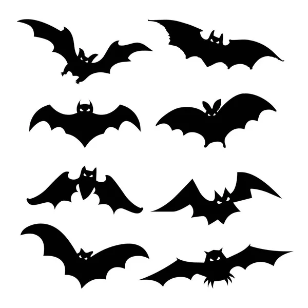 蝙蝠鸟动物剪影黑色图标平面设计元素矢量插图 — 图库矢量图片