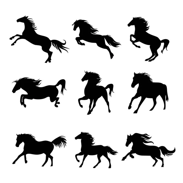Koně Zvířecí Siluetu Černou Ikonou Plochý Design Prvek Vektorové Ilustrace — Stockový vektor
