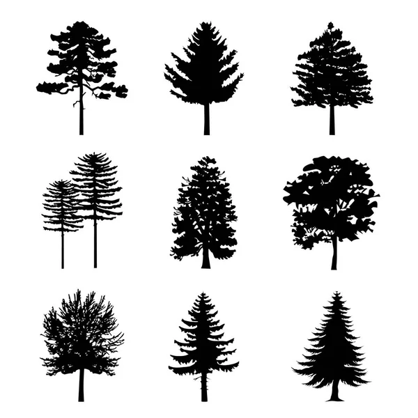 Tree Black Silhouettes Nature Forest Vector Illustration — Stock Vector