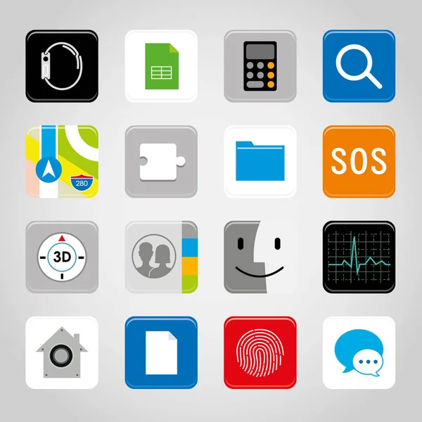 App Touchscreen Smart Phone Applicazione Mobile Pulsante Icona Simbolo Vettoriale — Vettoriale Stock