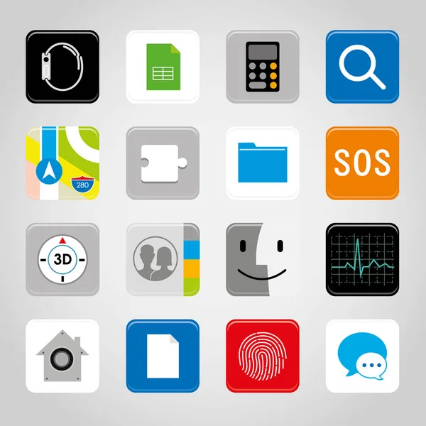Aplicación Pantalla Táctil Teléfono Inteligente Botón Aplicación Móvil Icono Símbolo — Archivo Imágenes Vectoriales