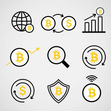 Cryptocurrency Logo iş para Bitcoin para Litecoin Ethereum Monero Ripple Zcash Dash Stratis vektör