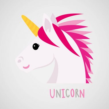 Tek boynuzlu at tatlı rüya fantezi çizgi film karakteri vektör çizim at 