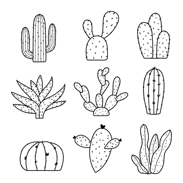 Cactus Icono Plano Diseño Elemento Plantas Maceta Flor Espina Dibujos — Vector de stock