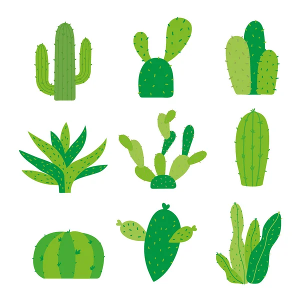 Cactus Ícone Plano Elemento Plantas Design Pote Flor Espinheiro Cartoon — Vetor de Stock