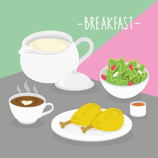 Food Meal Breakfast Dairy Eat Drink Menu Restaurant Vector - Stok Vektor