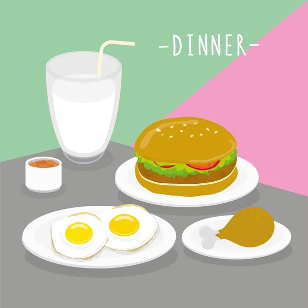 อาหาร อาหาร อาหาร เคร องด เมน านอาหาร เวกเตอร — ภาพเวกเตอร์สต็อก