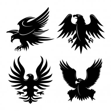 Eagle Head Fly Logo Black Icon Tattoo Vector Illustration clipart