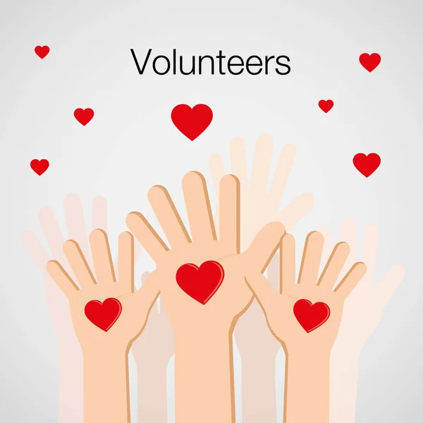 Εθελοντές Και Φιλανθρωπία Έννοια Ανθρώπινο Χέρι Επάνω Για Κοινωνική Δραστηριότητα — Διανυσματικό Αρχείο
