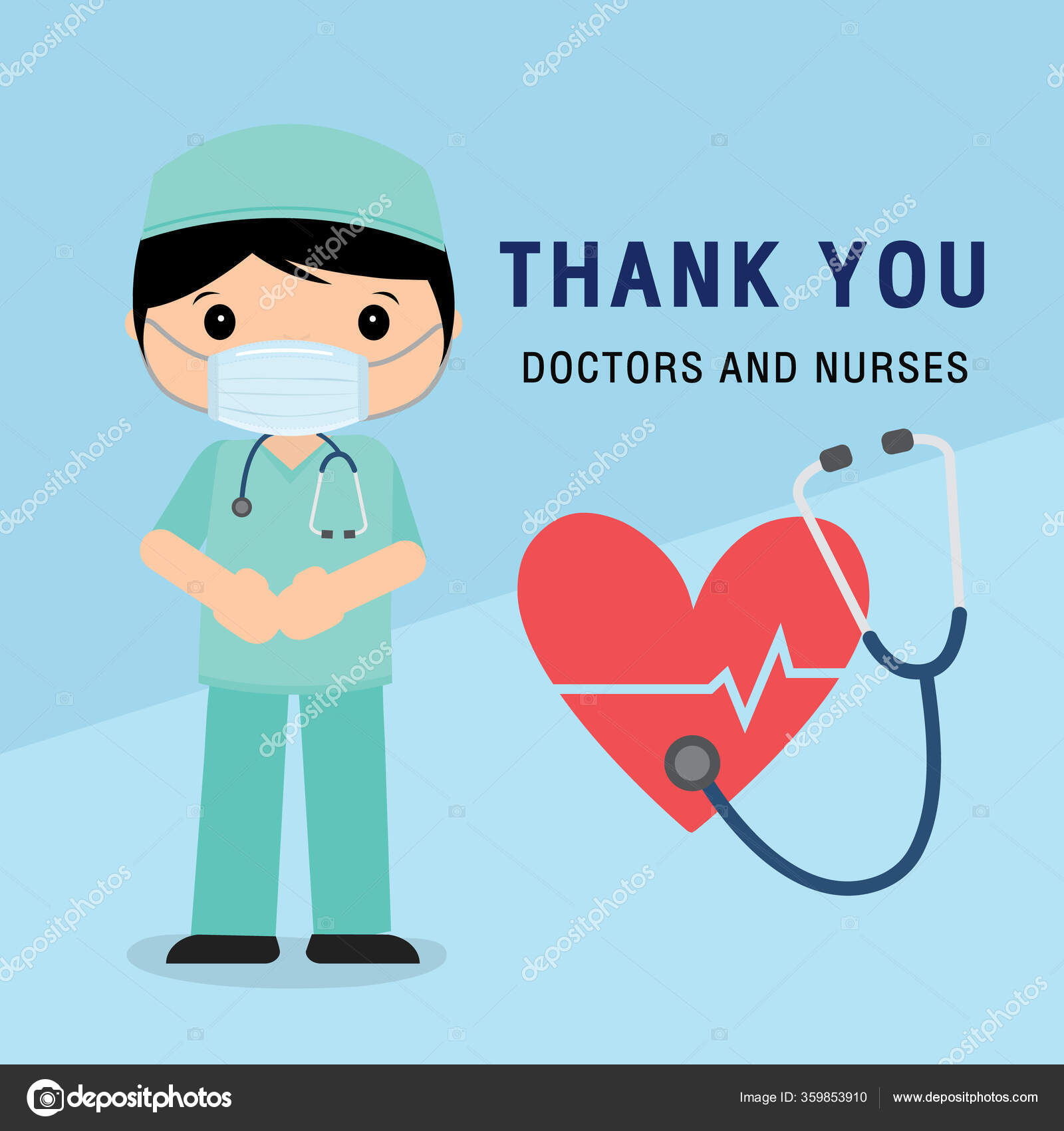Karakter Kartun Dokter Terima Kasih Dokter Dan Perawat Yang Bekerja Stok Vektor Ienjoyeverytime 359853910